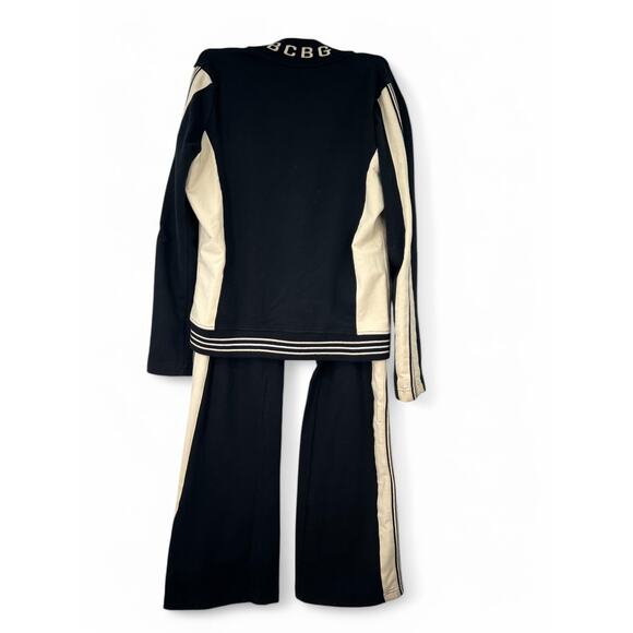 BCBG Max Azria Top Pant Track Suit 2 Piece Set Wide Leg Jacket Women's M - Picture 2 of 7